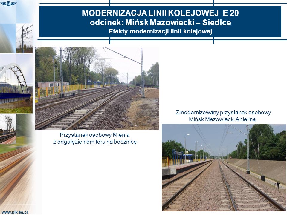 MODERNIZACJA LINII KOLEJOWEJ E 20 odcinek: Mińsk Mazowiecki – Siedlce Efekty modernizacji linii kolejowej