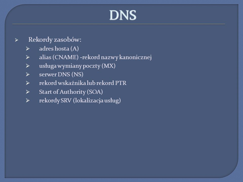 DNS Rekordy zasobów: adres hosta (A)