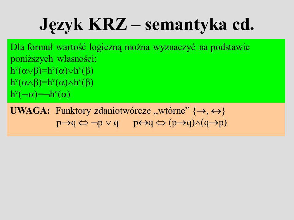 Język KRZ – semantyka cd.
