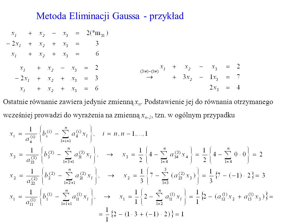 Metoda Eliminacji Gaussa - przykład