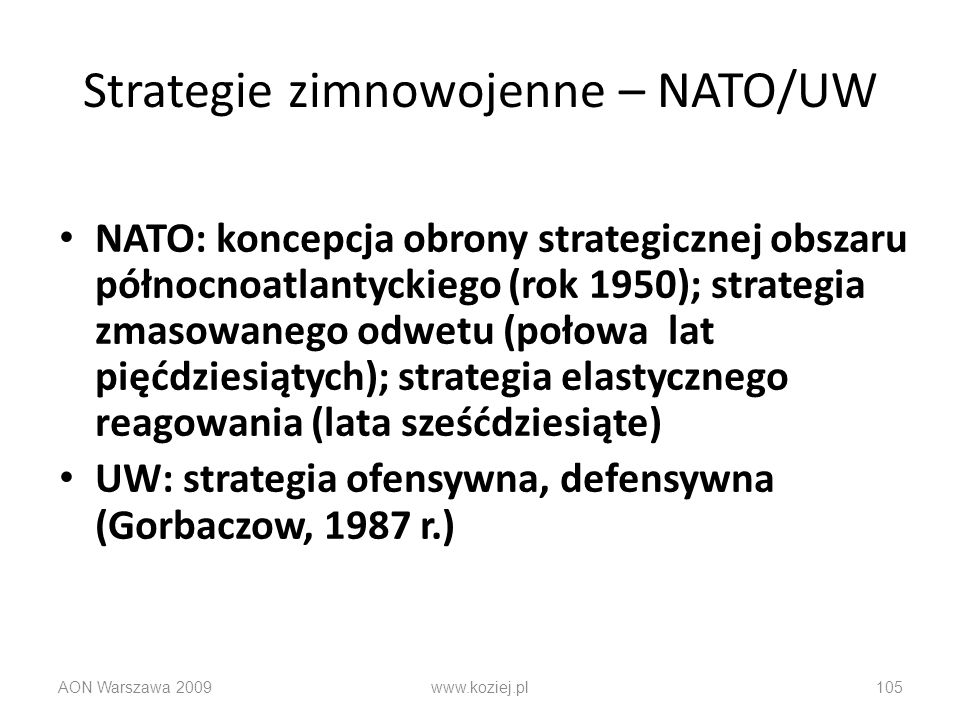 Strategie zimnowojenne – NATO/UW