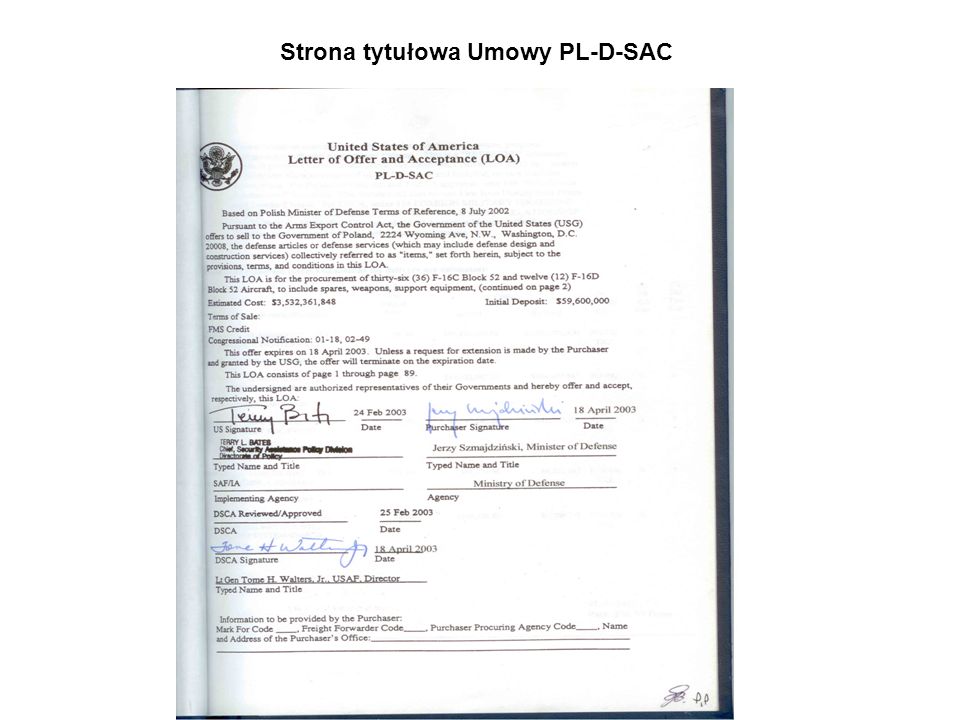 Strona tytułowa Umowy PL-D-SAC