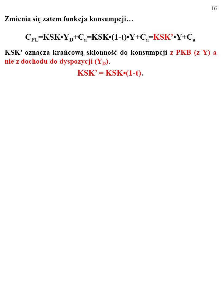 CPL=KSK•YD+Ca=KSK•(1-t)•Y+Ca=KSK’•Y+Ca