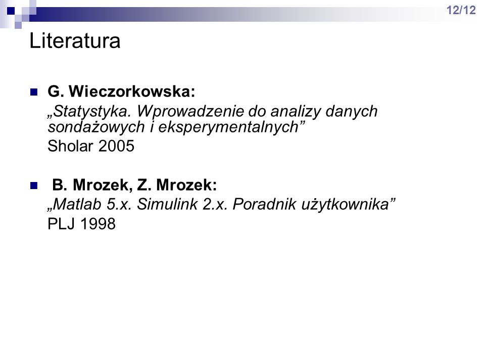 Literatura G. Wieczorkowska: