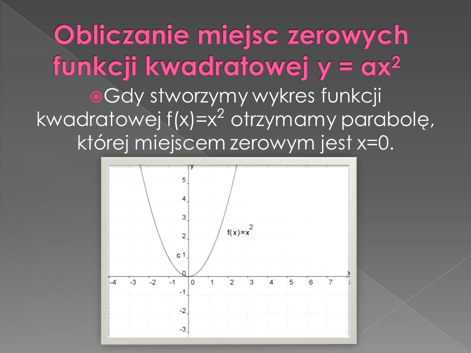 Obliczanie miejsc zerowych funkcji kwadratowej y = ax2