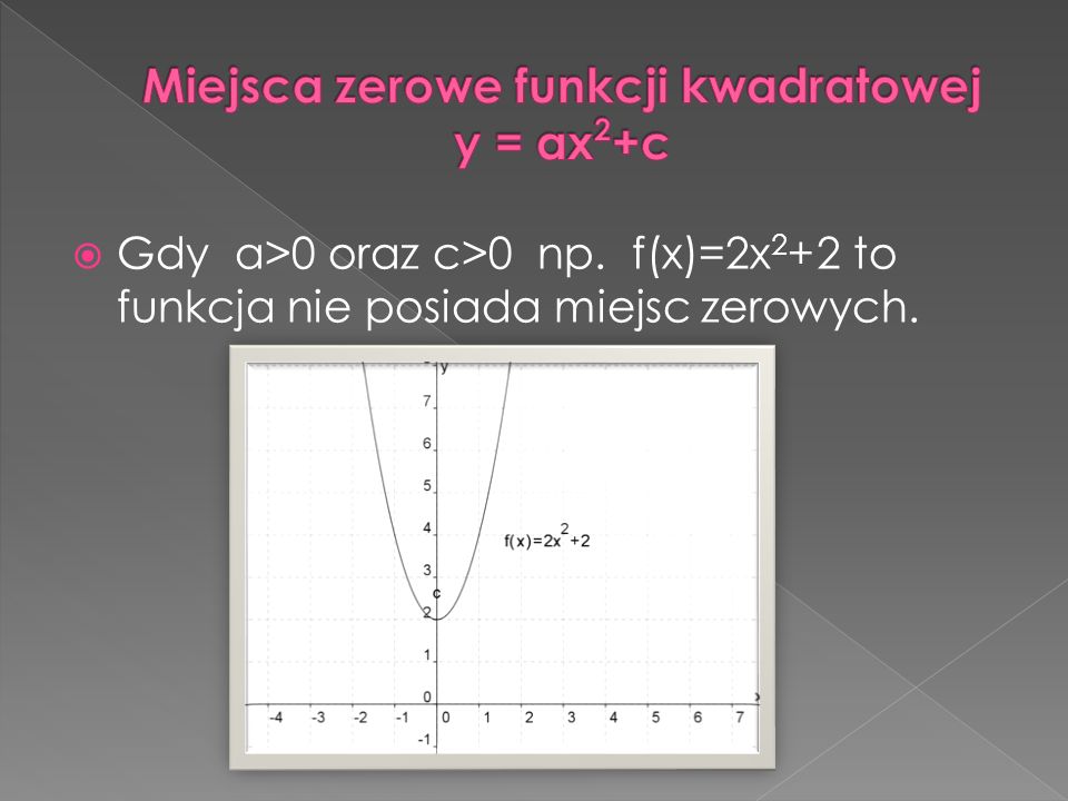 Miejsca zerowe funkcji kwadratowej y = ax2+c