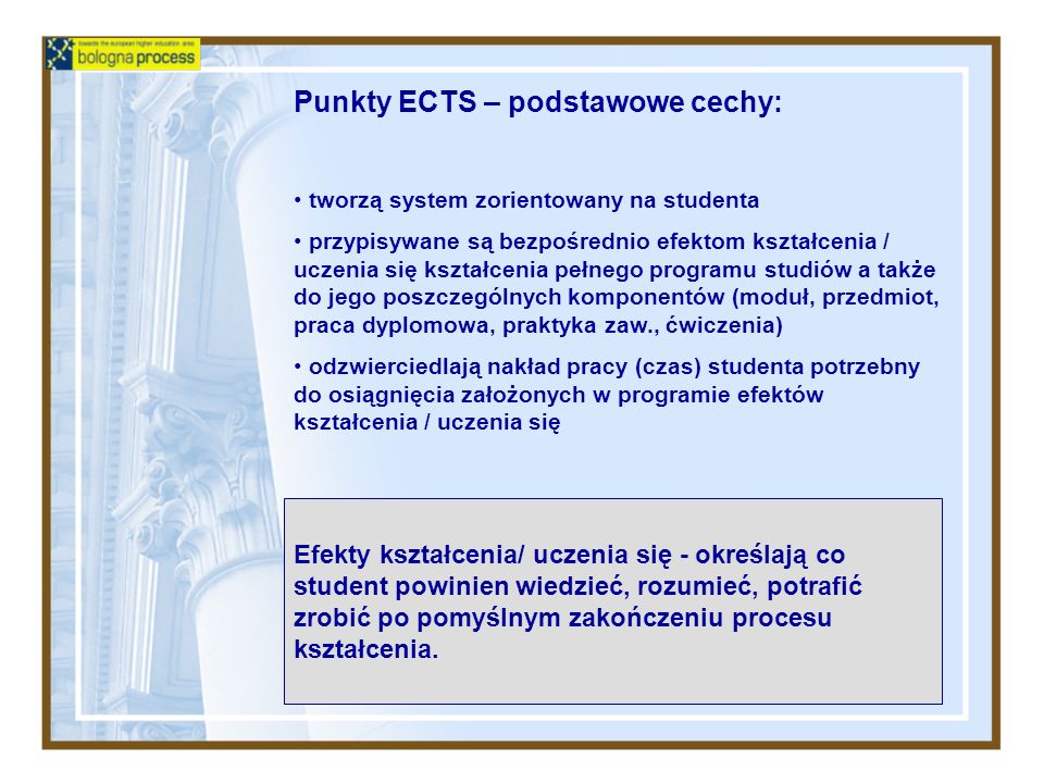 Punkty ECTS – podstawowe cechy: