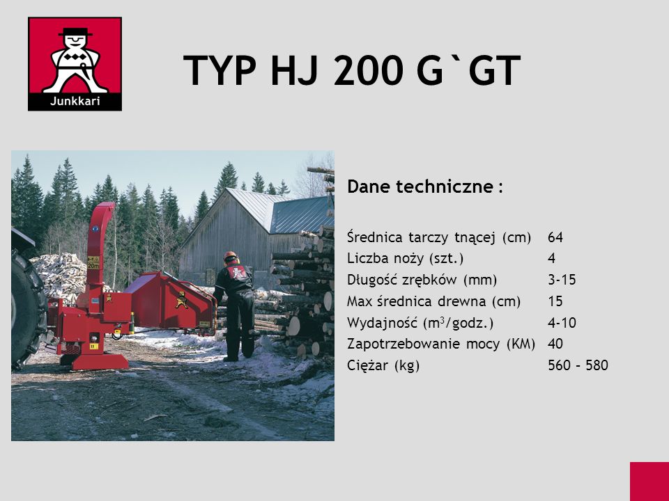 TYP HJ 200 G`GT Dane techniczne : Średnica tarczy tnącej (cm) 64