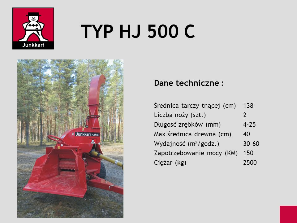 TYP HJ 500 C Dane techniczne : Średnica tarczy tnącej (cm) 138
