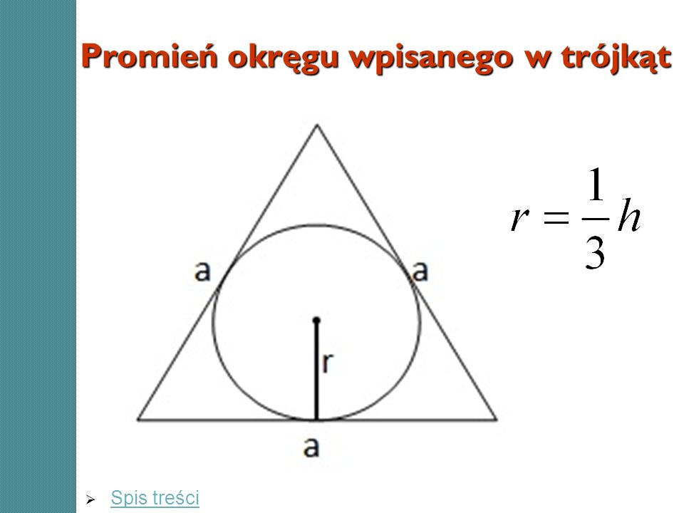 Promień okręgu wpisanego w trójkąt