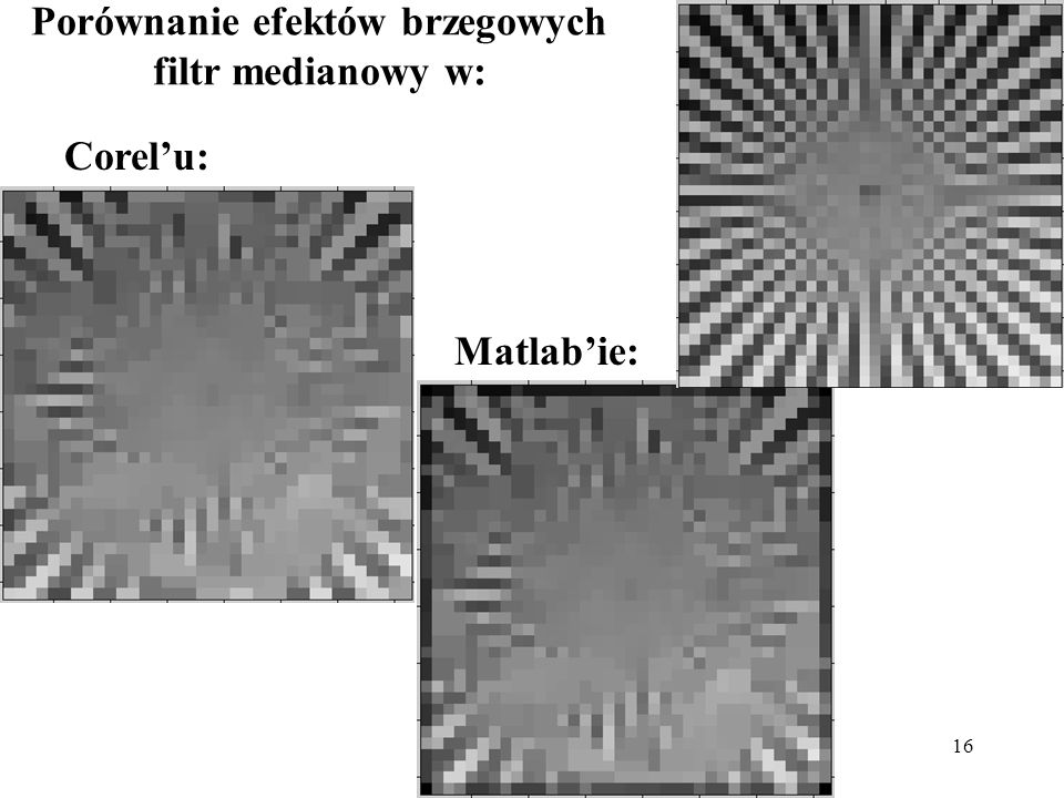 Porównanie efektów brzegowych filtr medianowy w: