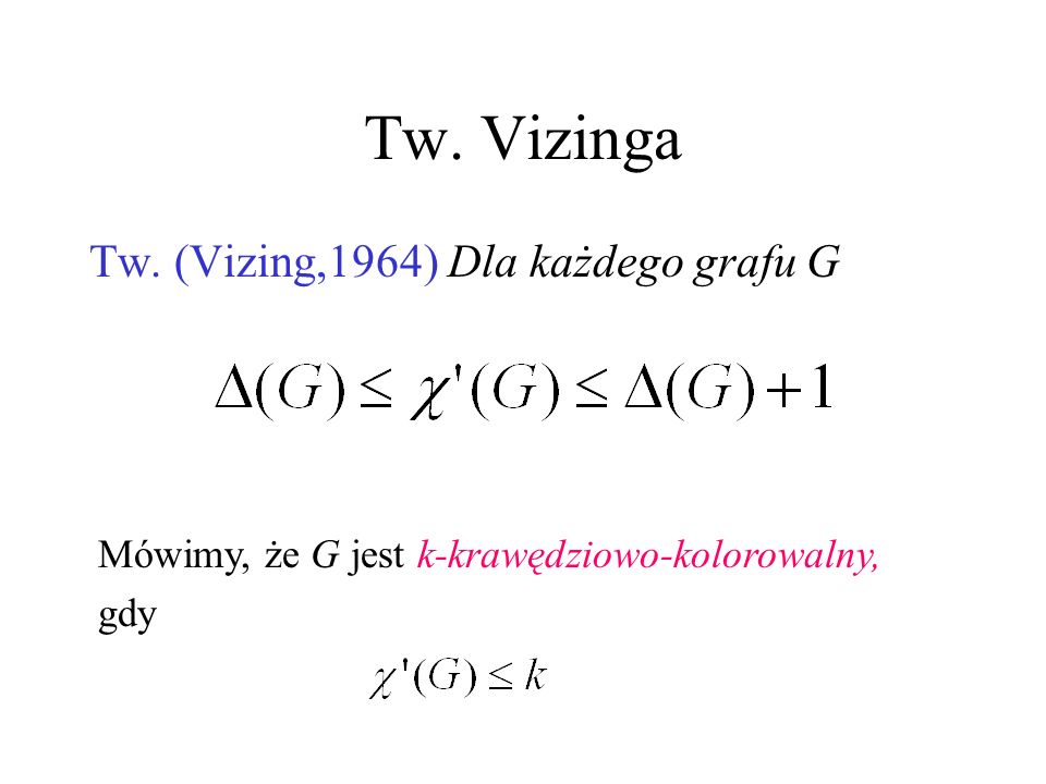 Tw. Vizinga Tw. (Vizing,1964) Dla każdego grafu G