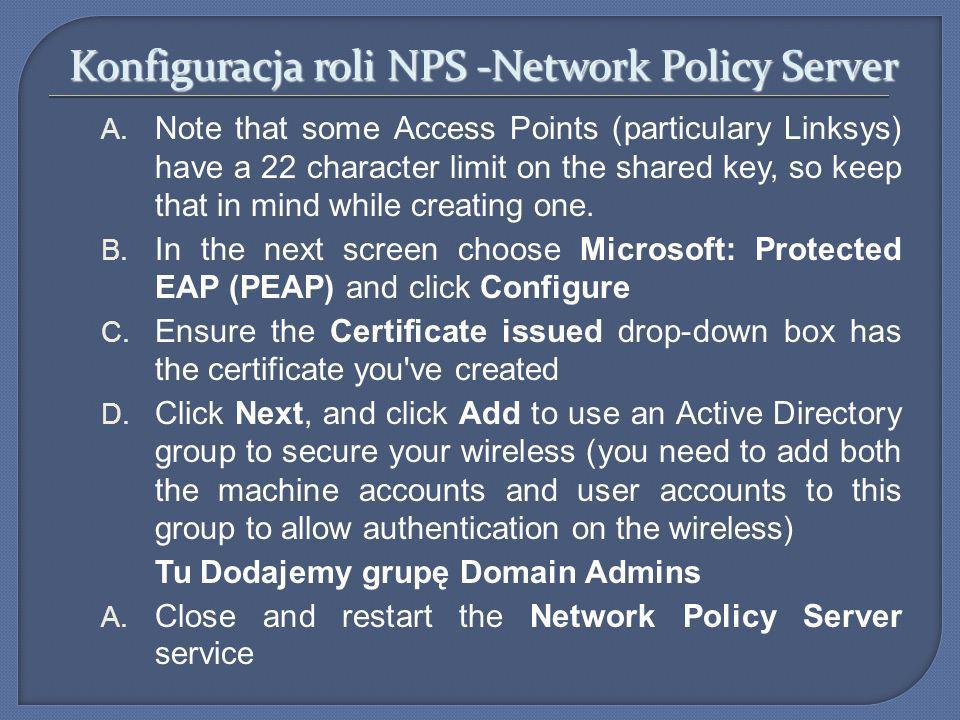 Konfiguracja roli NPS -Network Policy Server
