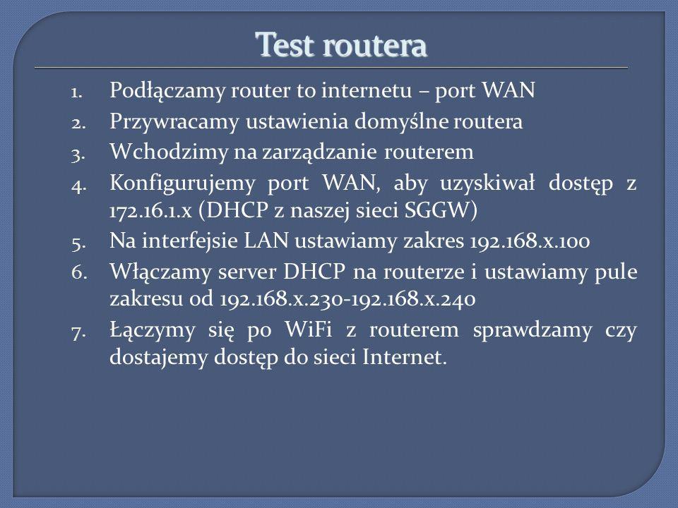 Test routera Podłączamy router to internetu – port WAN