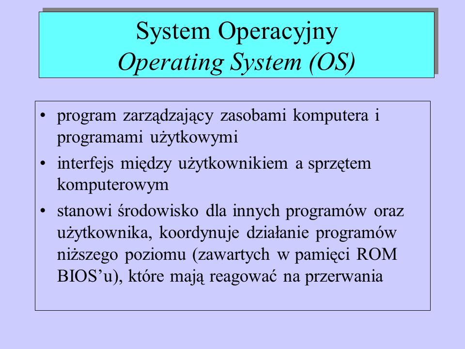 System Operacyjny Operating System (OS)