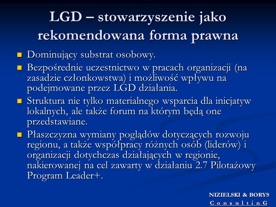 LGD – stowarzyszenie jako rekomendowana forma prawna