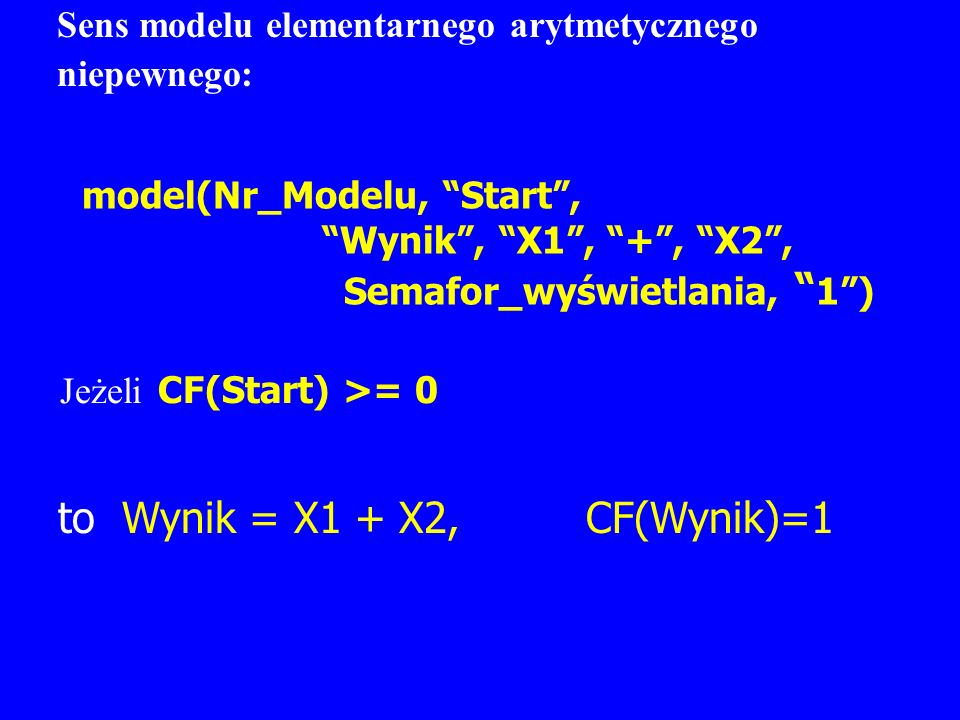 to Wynik = X1 + X2, CF(Wynik)=1