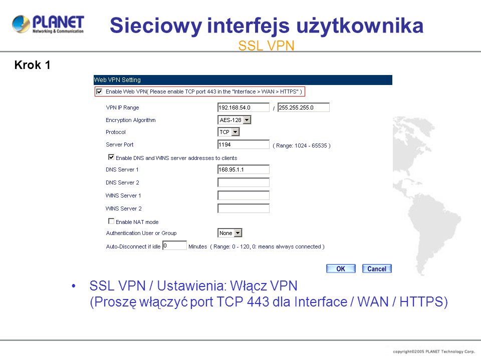 Sieciowy interfejs użytkownika SSL VPN