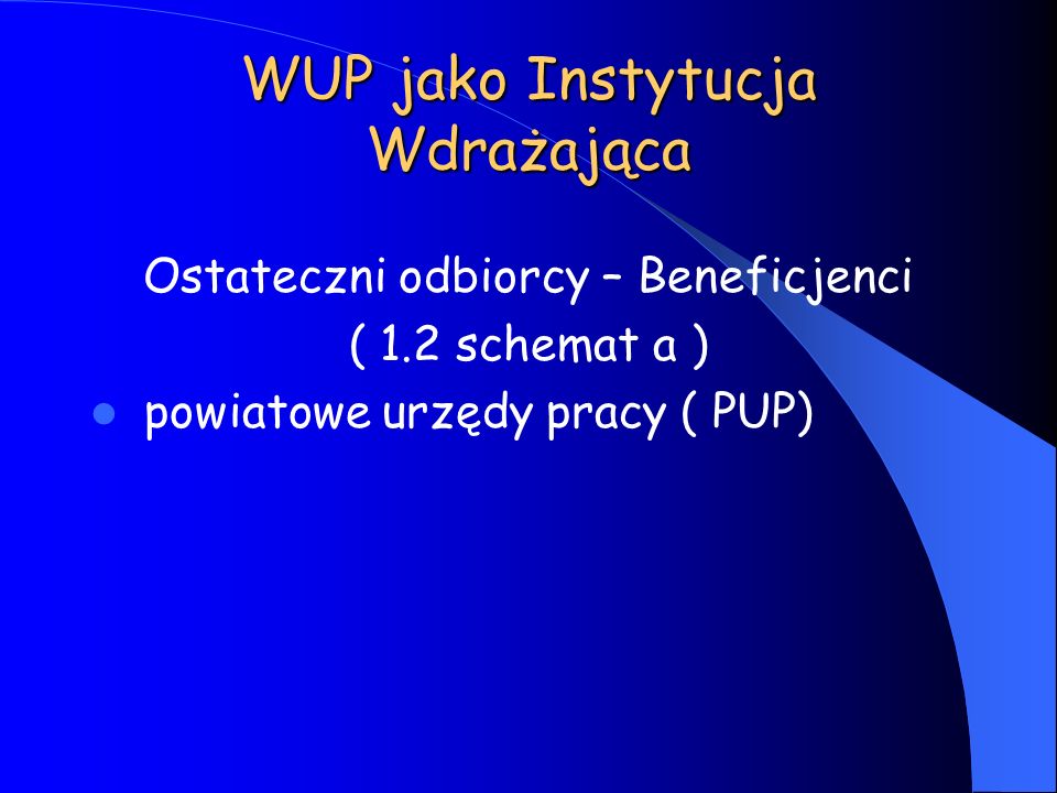 WUP jako Instytucja Wdrażająca