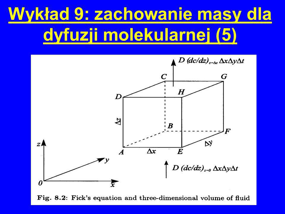 Wykład 9: zachowanie masy dla dyfuzji molekularnej (5)