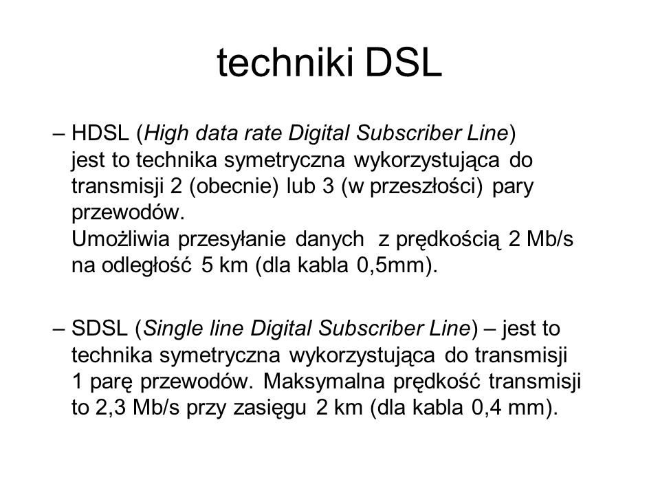 techniki DSL