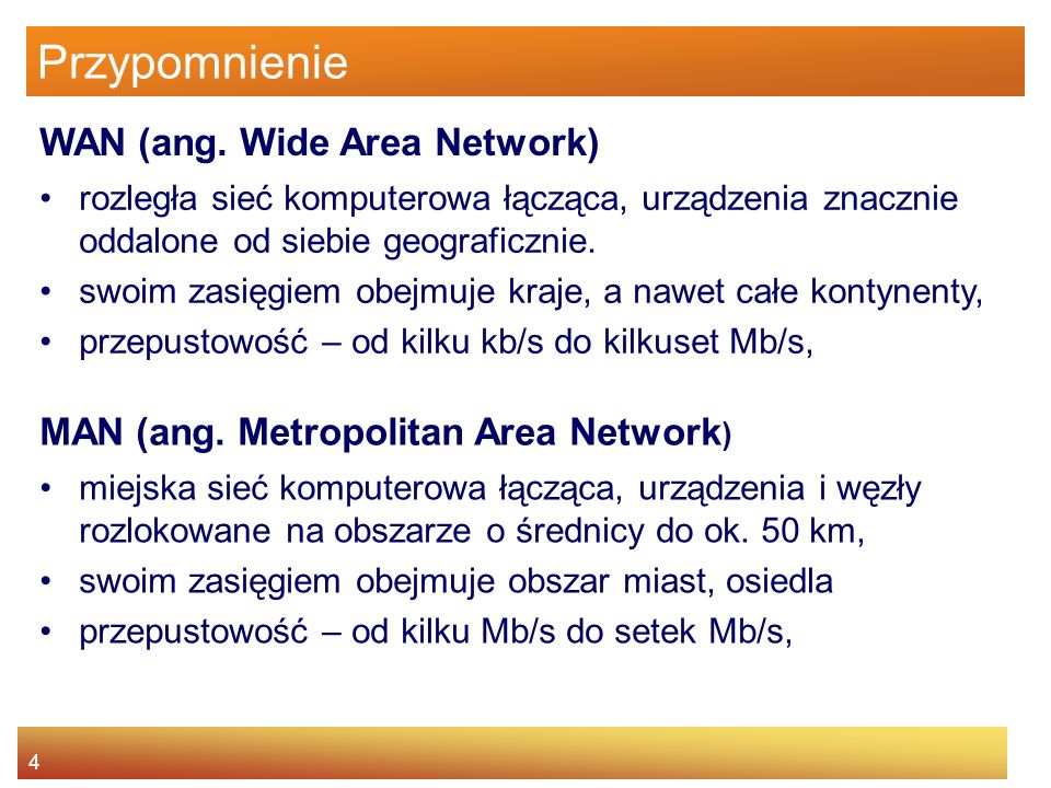 Przypomnienie WAN (ang. Wide Area Network)