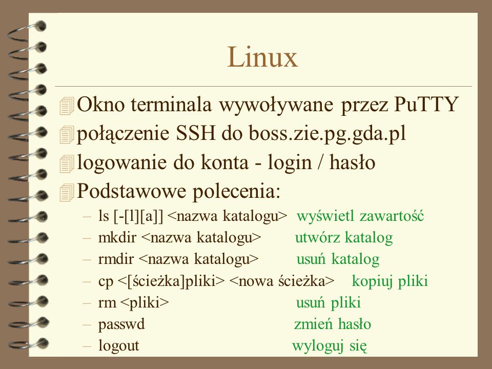 Linux Okno terminala wywoływane przez PuTTY