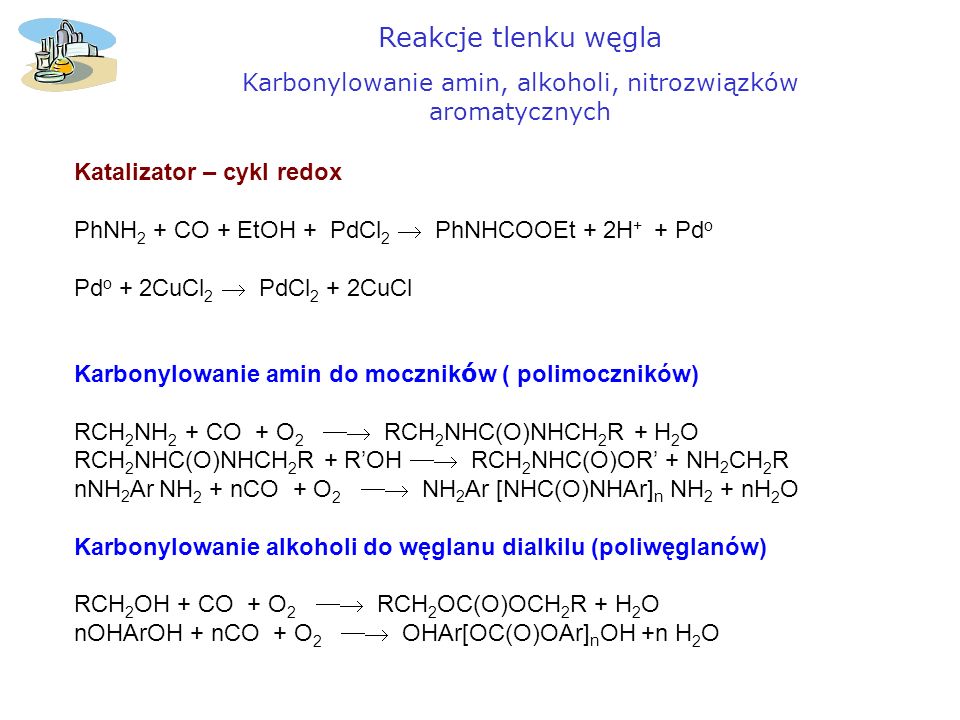 Karbonylowanie amin, alkoholi, nitrozwiązków aromatycznych