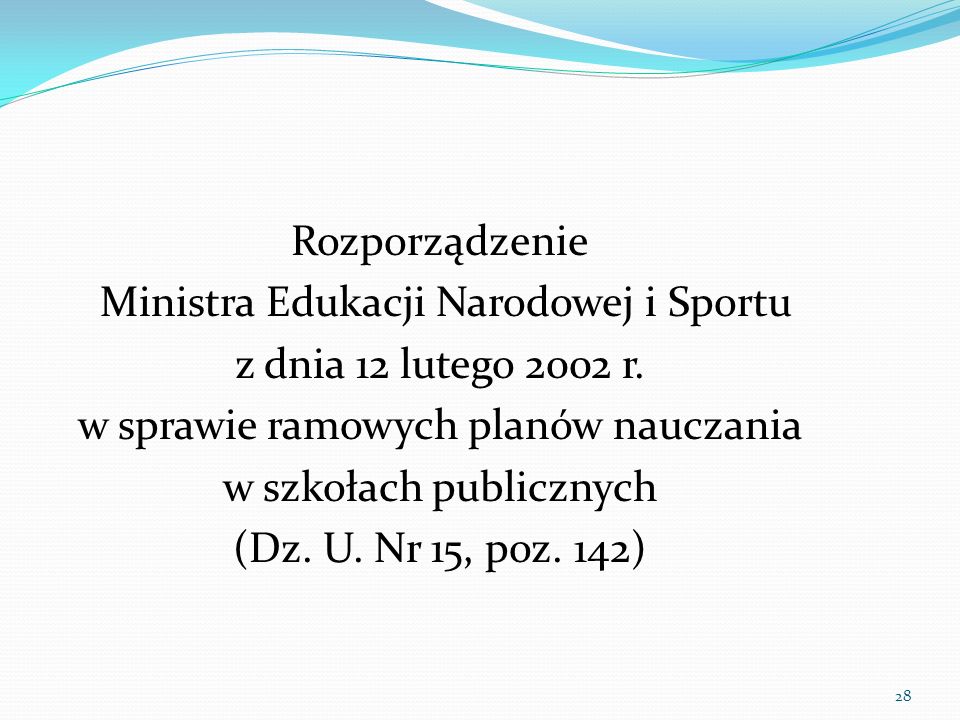 Rozporządzenie Ministra Edukacji Narodowej i Sportu z dnia 12 lutego 2002 r.