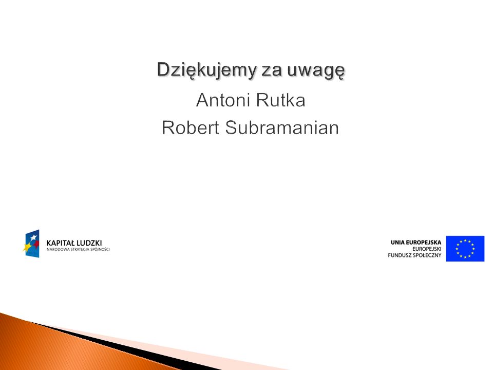 Dziękujemy za uwagę Antoni Rutka Robert Subramanian