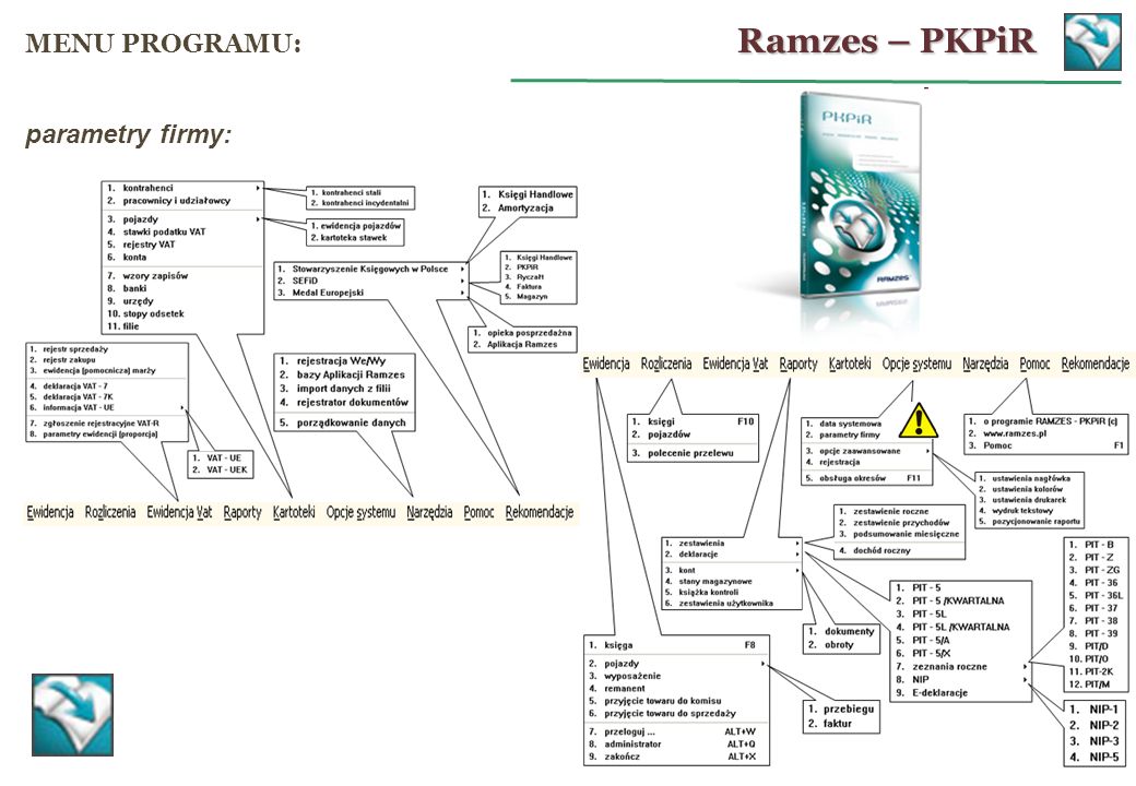 Ramzes – PKPiR MENU PROGRAMU: parametry firmy: 8