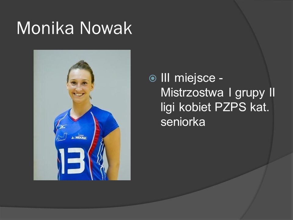 Monika Nowak III miejsce - Mistrzostwa I grupy II ligi kobiet PZPS kat. seniorka