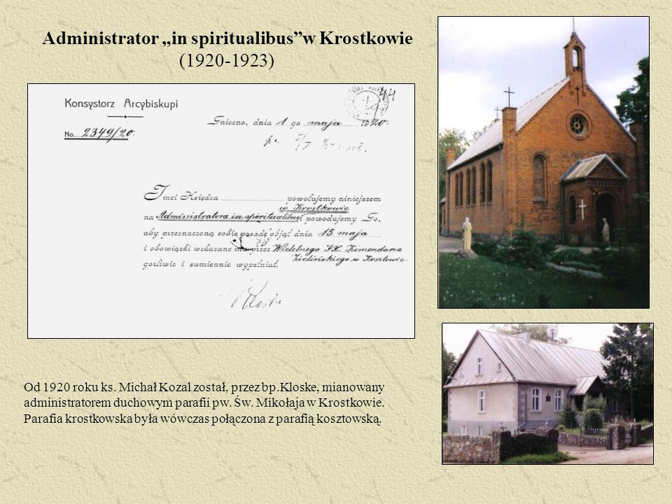 Administrator „in spiritualibus w Krostkowie ( )