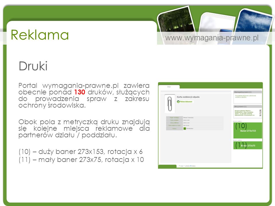 Reklama Druki. Portal wymagania-prawne.pl zawiera obecnie ponad 130 druków, służących do prowadzenia spraw z zakresu ochrony środowiska.
