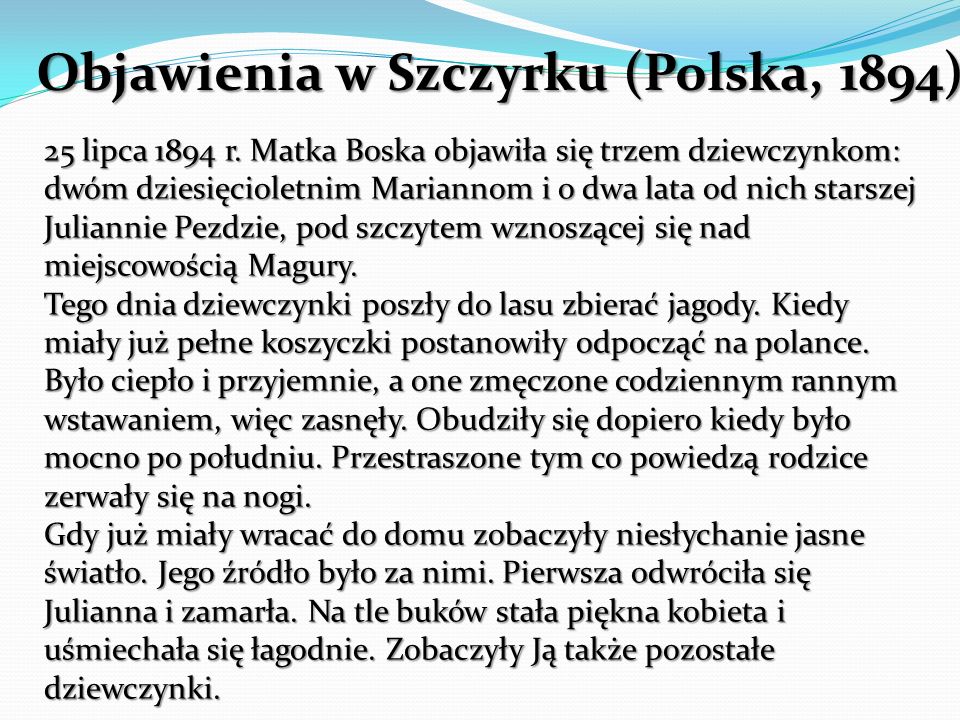 Objawienia w Szczyrku (Polska, 1894)