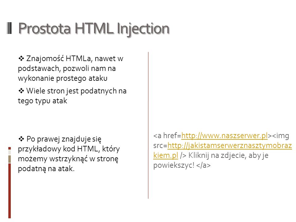 Prostota HTML Injection