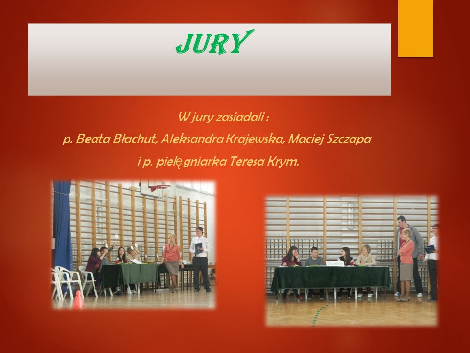 JURY W jury zasiadali : p. Beata Błachut, Aleksandra Krajewska, Maciej Szczapa i p.