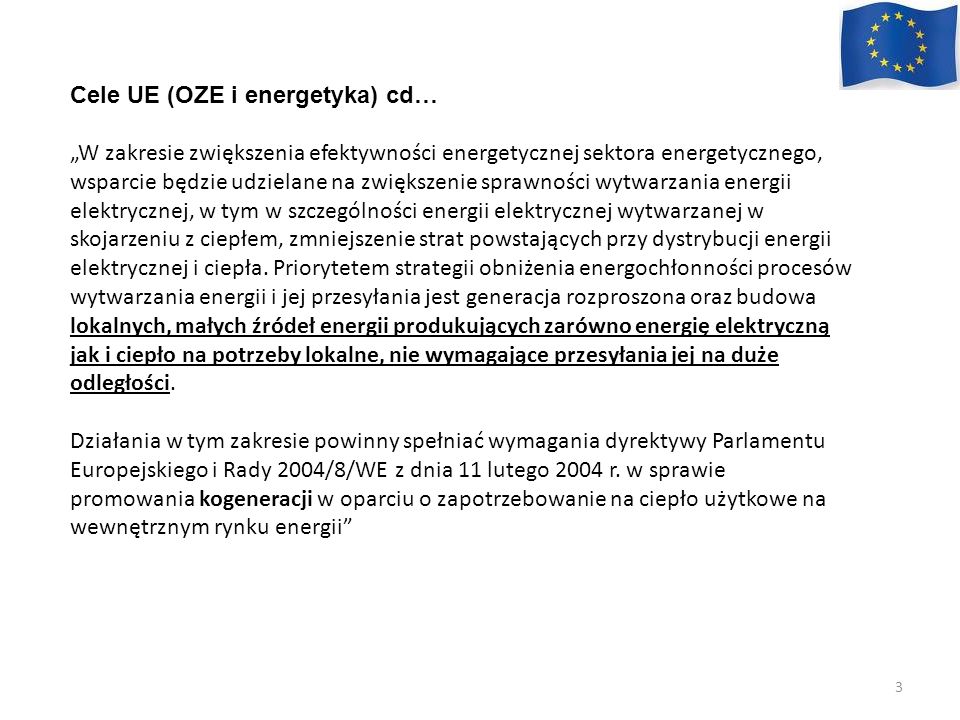 Cele UE (OZE i energetyka) cd…