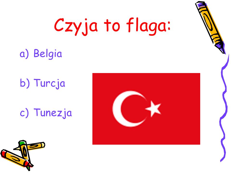 Czyja to flaga: Belgia Turcja Tunezja