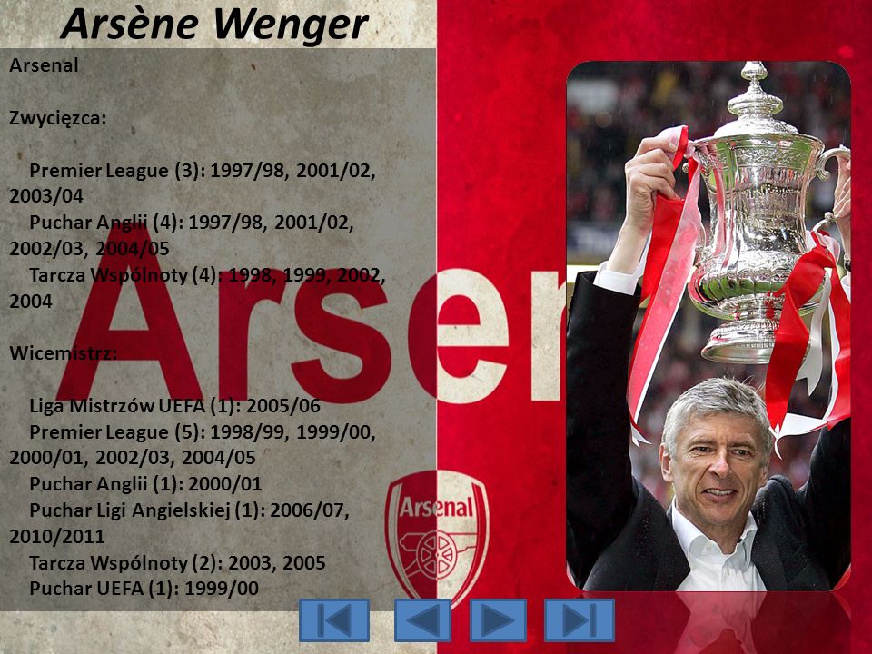 Arsène Wenger Arsenal Zwycięzca: