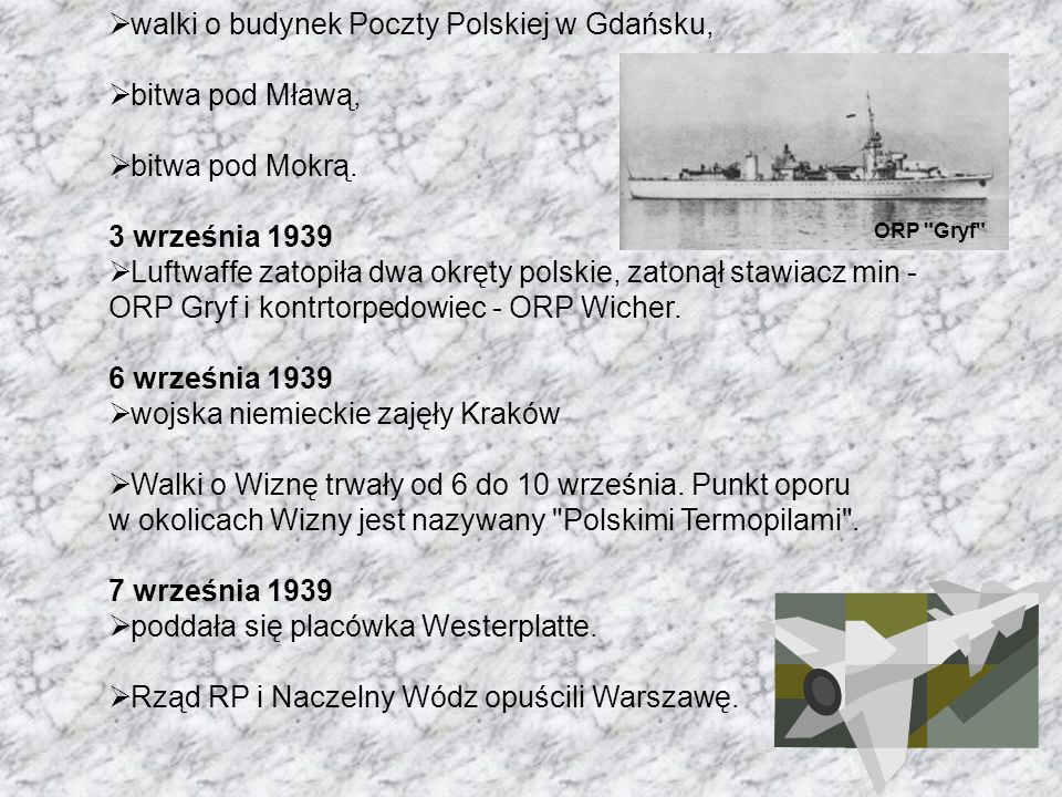 walki o budynek Poczty Polskiej w Gdańsku, bitwa pod Mławą,