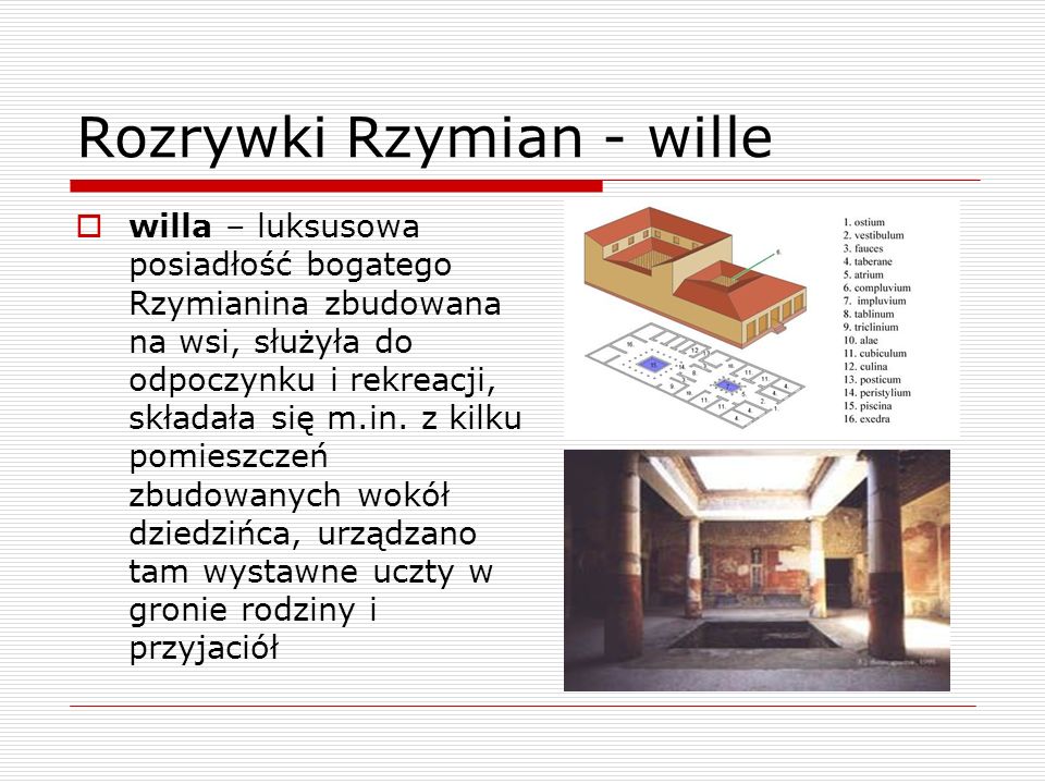 Rozrywki Rzymian - wille