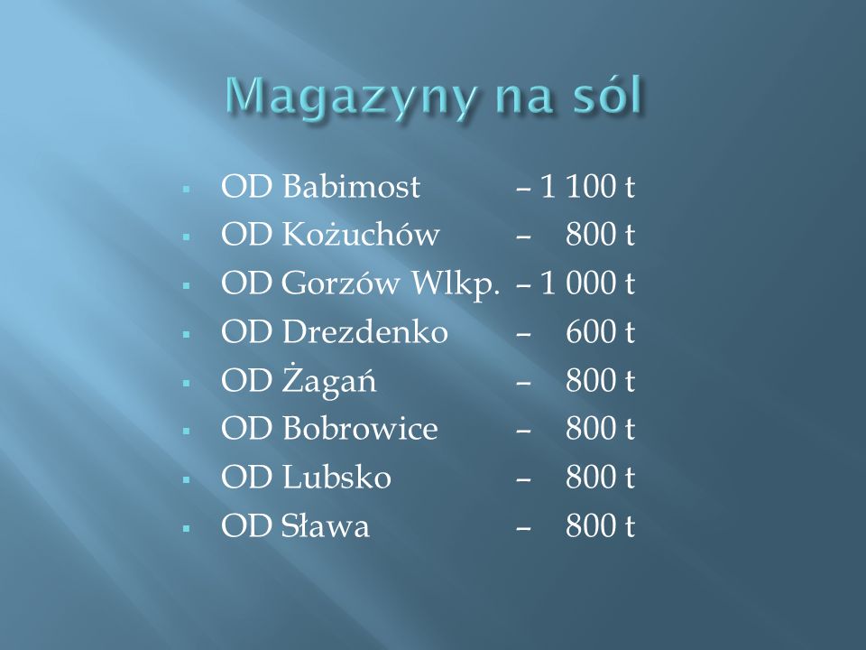 Magazyny na sól OD Babimost – t OD Kożuchów – 800 t