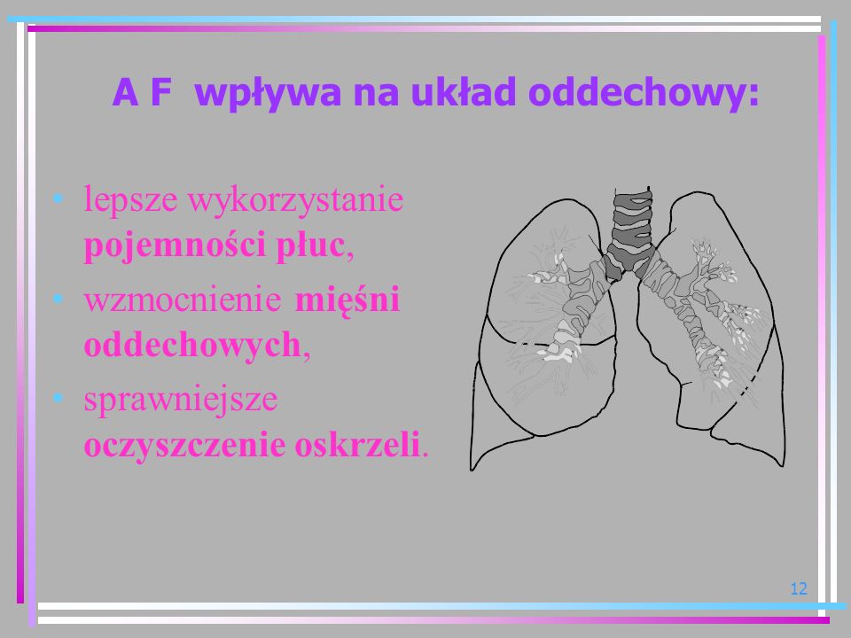 A F wpływa na układ oddechowy: