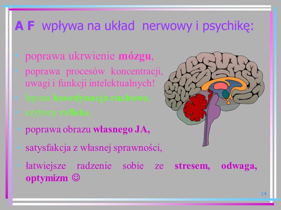 A F wpływa na układ nerwowy i psychikę: