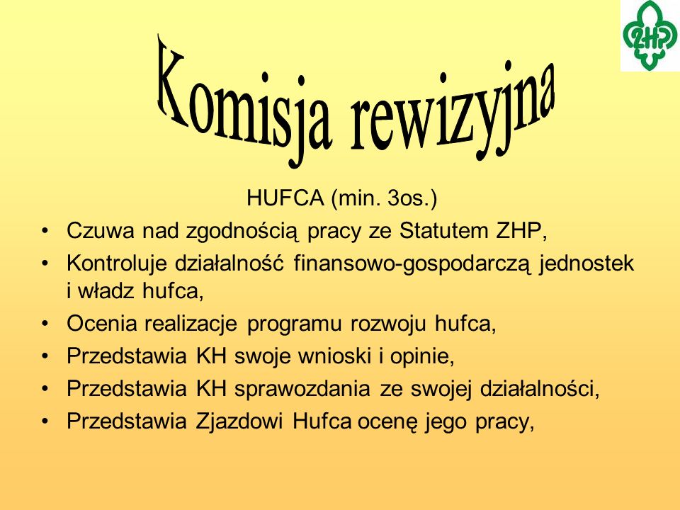 Komisja rewizyjna HUFCA (min. 3os.)