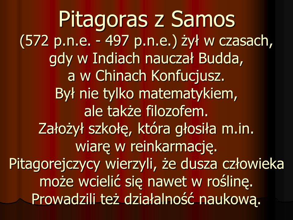Pitagoras z Samos (572 p. n. e p. n. e