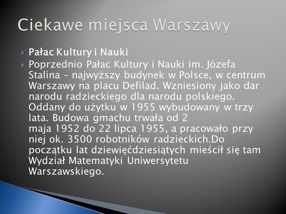Ciekawe miejsca Warszawy