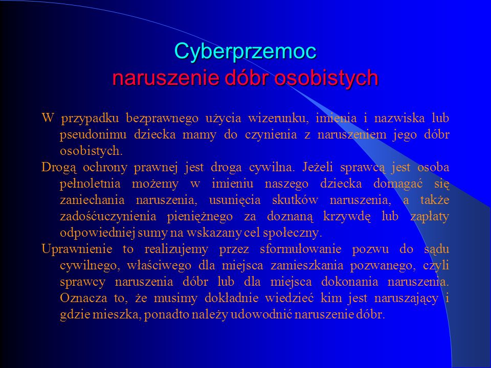 Cyberprzemoc naruszenie dóbr osobistych