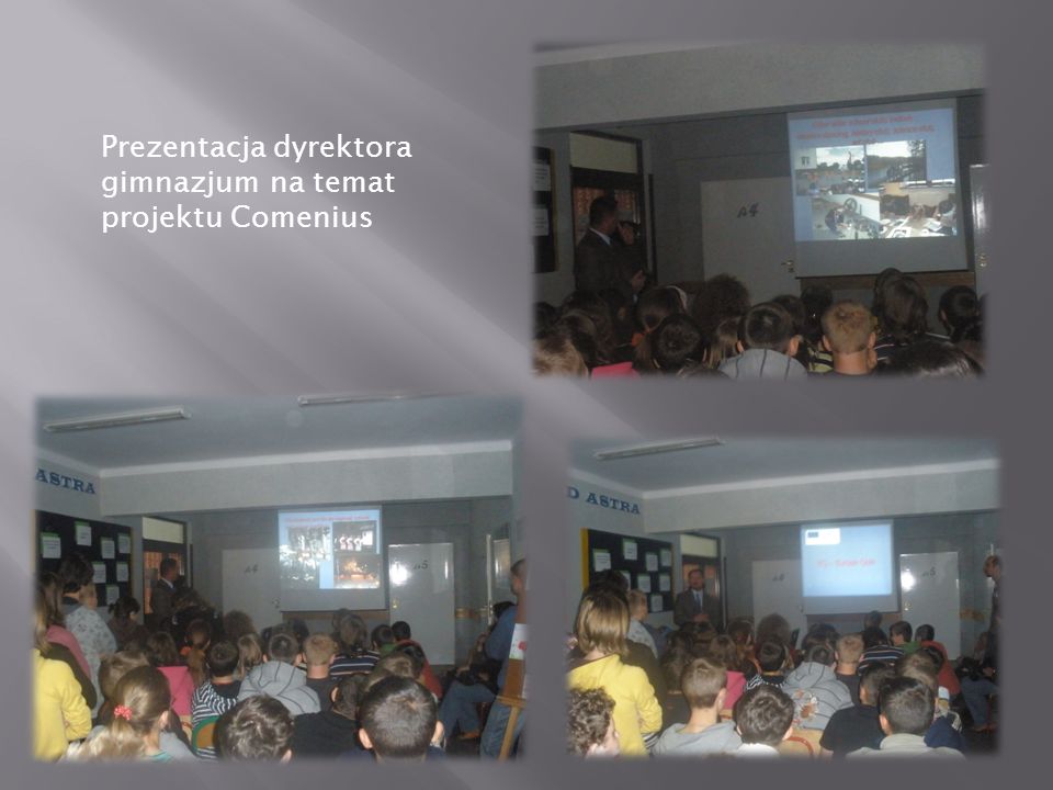Prezentacja dyrektora gimnazjum na temat projektu Comenius
